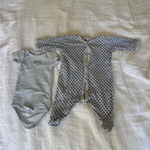 Petit Bateau Blue and Gray Kids Footie Set
